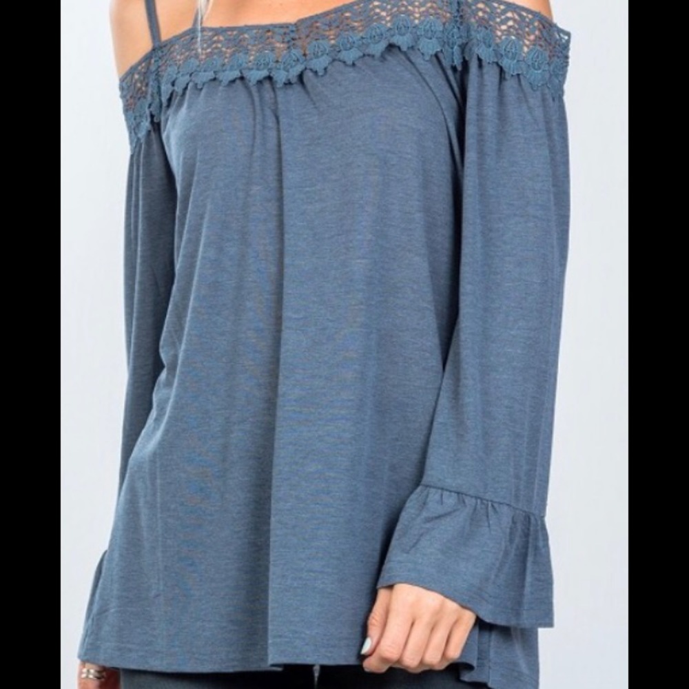 Moving Sale!! Cold Shoulder Crochet Back Cross Top